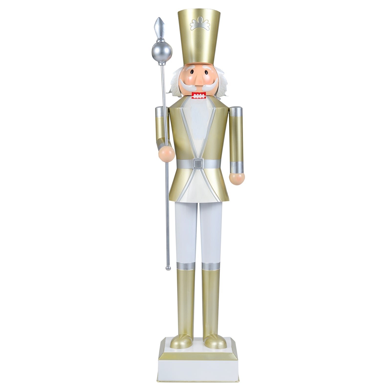 4 FT Christmas Nutcracker, High Hat Scepter, White Golden Christmas Decor & Accessories White & Golden at Gallery Canada