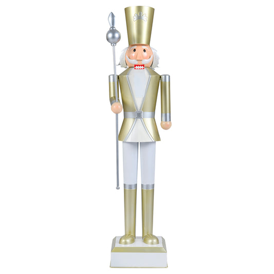 4 FT Christmas Nutcracker, High Hat Scepter, White Golden Christmas Decor & Accessories White & Golden at Gallery Canada