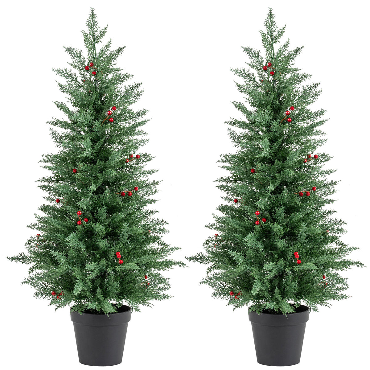 4 FT Pre-lit Christmas Trees, 70 Warm White LED Lights, 173 Tips, 2 Pack, Green Christmas Tree at Gallery Canada