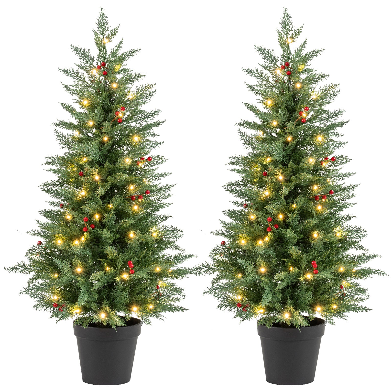 4 FT Pre-lit Christmas Trees, 70 Warm White LED Lights, 173 Tips, 2 Pack, Green Christmas Tree at Gallery Canada
