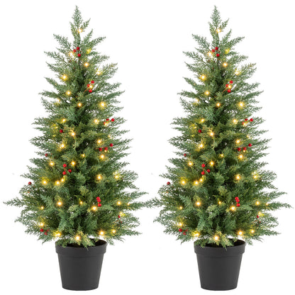 4 FT Pre-lit Christmas Trees, 70 Warm White LED Lights, 173 Tips, 2 Pack, Green Christmas Tree at Gallery Canada