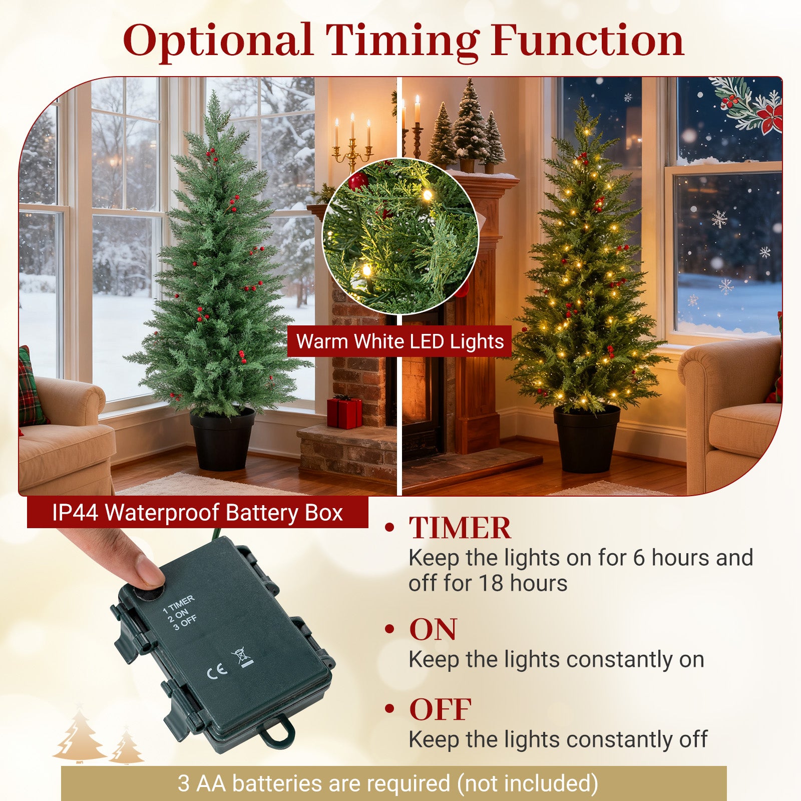 4 FT Pre-lit Christmas Trees, 70 Warm White LED Lights, 173 Tips, 2 Pack, Green Christmas Tree at Gallery Canada