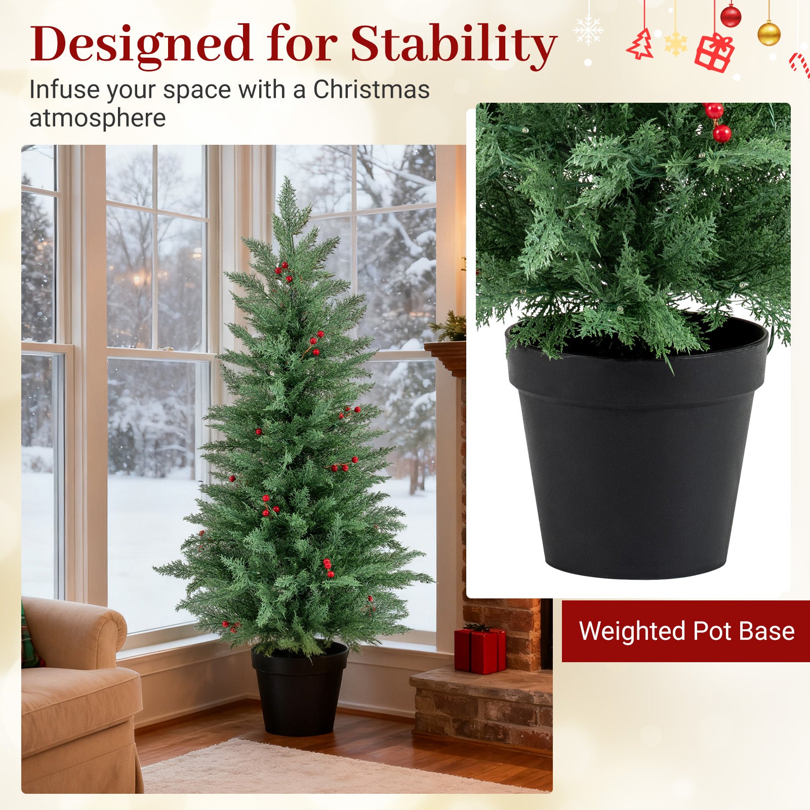 4 FT Pre-lit Christmas Trees, 70 Warm White LED Lights, 173 Tips, 2 Pack, Green Christmas Tree at Gallery Canada