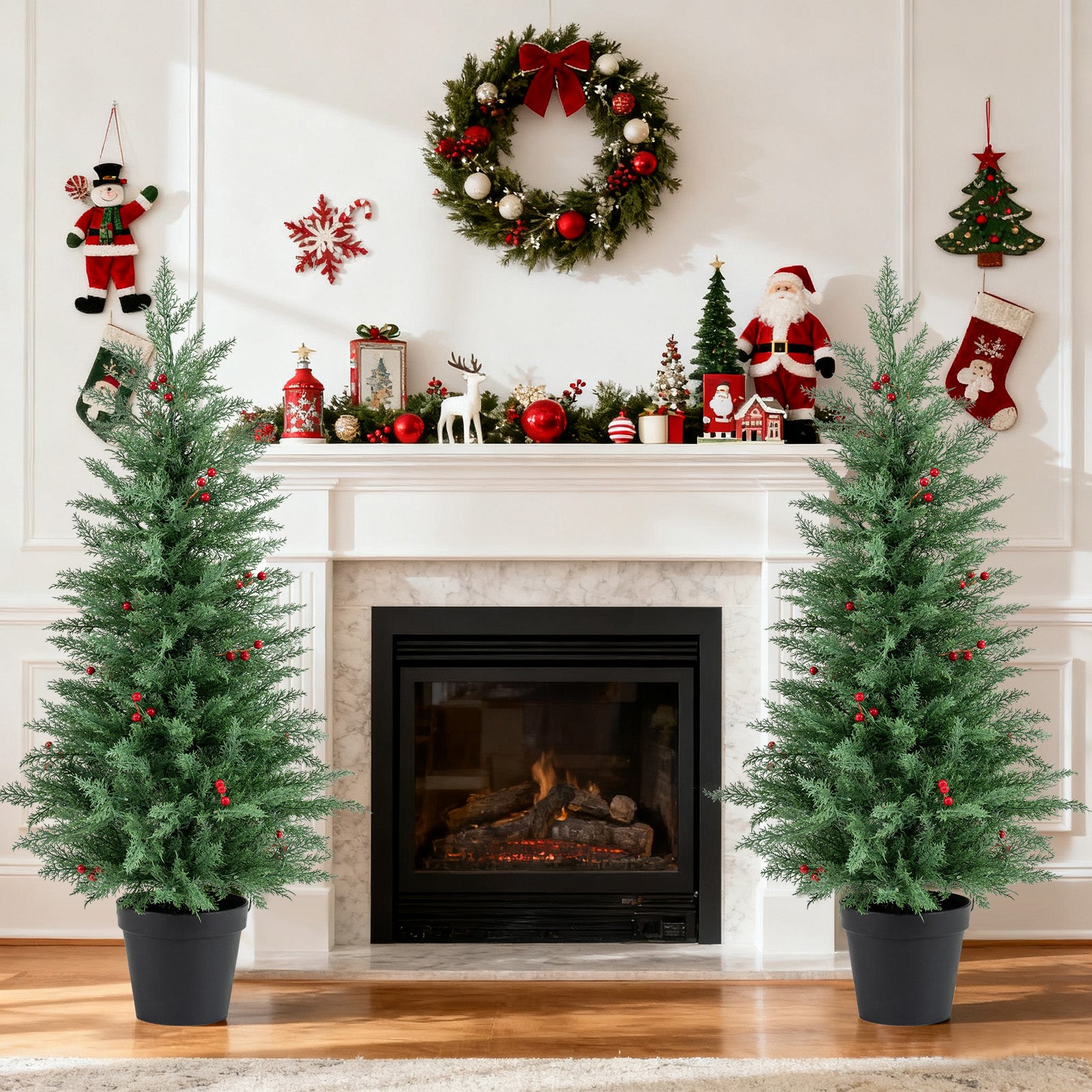 4 FT Pre-lit Christmas Trees, 70 Warm White LED Lights, 173 Tips, 2 Pack, Green Christmas Tree at Gallery Canada