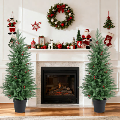 4 FT Pre-lit Christmas Trees, 70 Warm White LED Lights, 173 Tips, 2 Pack, Green Christmas Tree at Gallery Canada