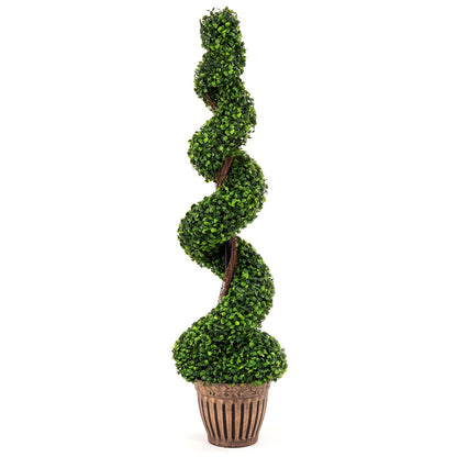 4 Feet Artificial Boxwood Spiral Tree, Green Faux Plants at Gallery Canada
