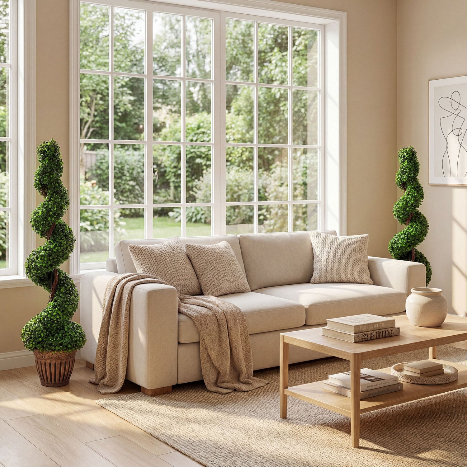 4 Feet Artificial Boxwood Spiral Tree, Green Faux Plants at Gallery Canada