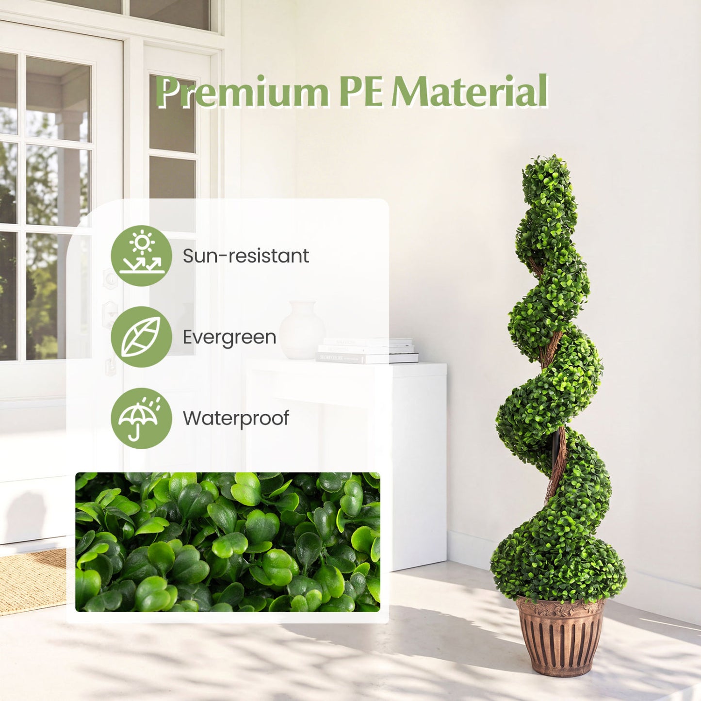 4 Feet Artificial Boxwood Spiral Tree, Green Faux Plants at Gallery Canada