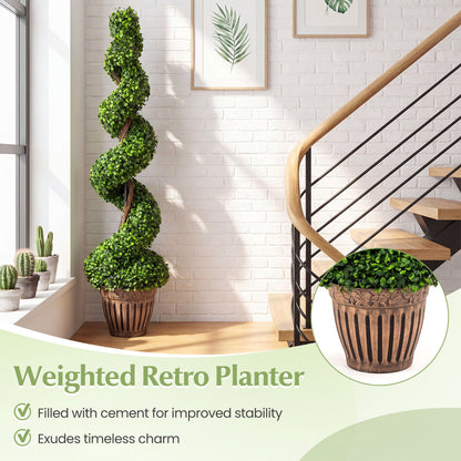 4 Feet Artificial Boxwood Spiral Tree, Green Faux Plants at Gallery Canada
