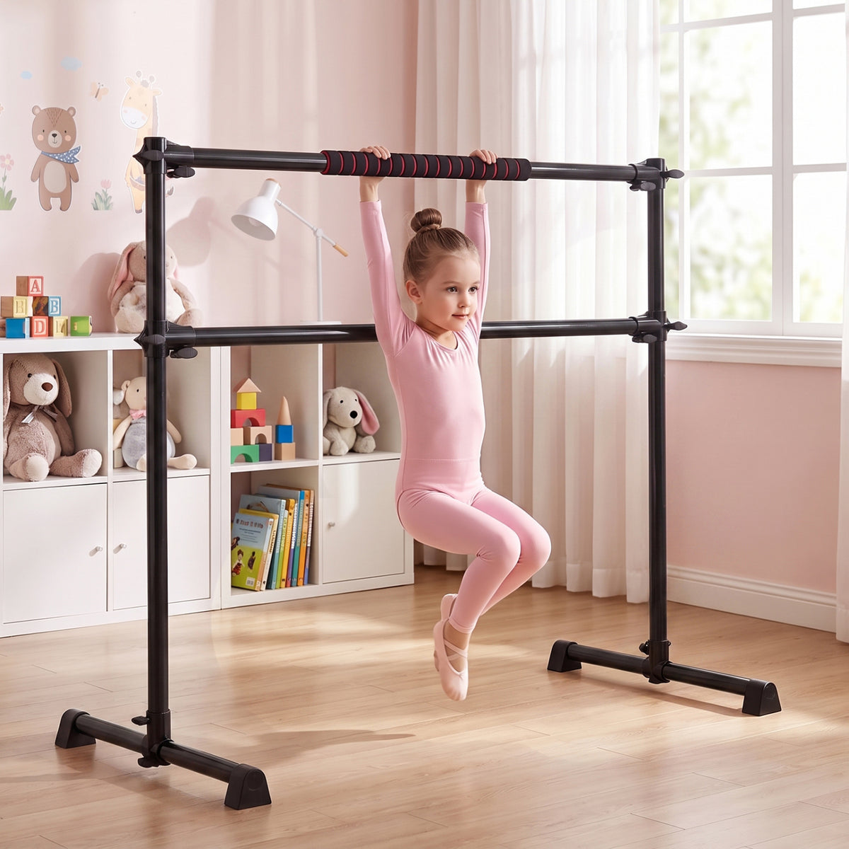Barre de ballet portable de 4 pieds, hauteur réglable, noir