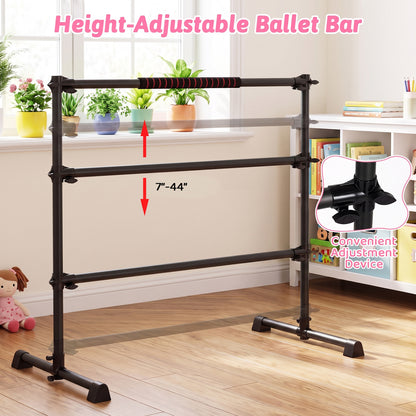 Barre de ballet portable de 4 pieds, hauteur réglable, noir
