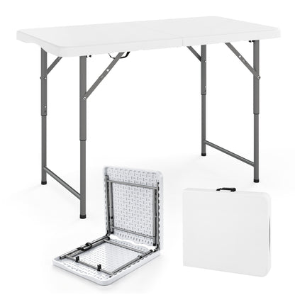 4 Feet Portable Camping Table, HDPE Tabletop, Metal Legs, White Camping Furniture White at Gallery Canada