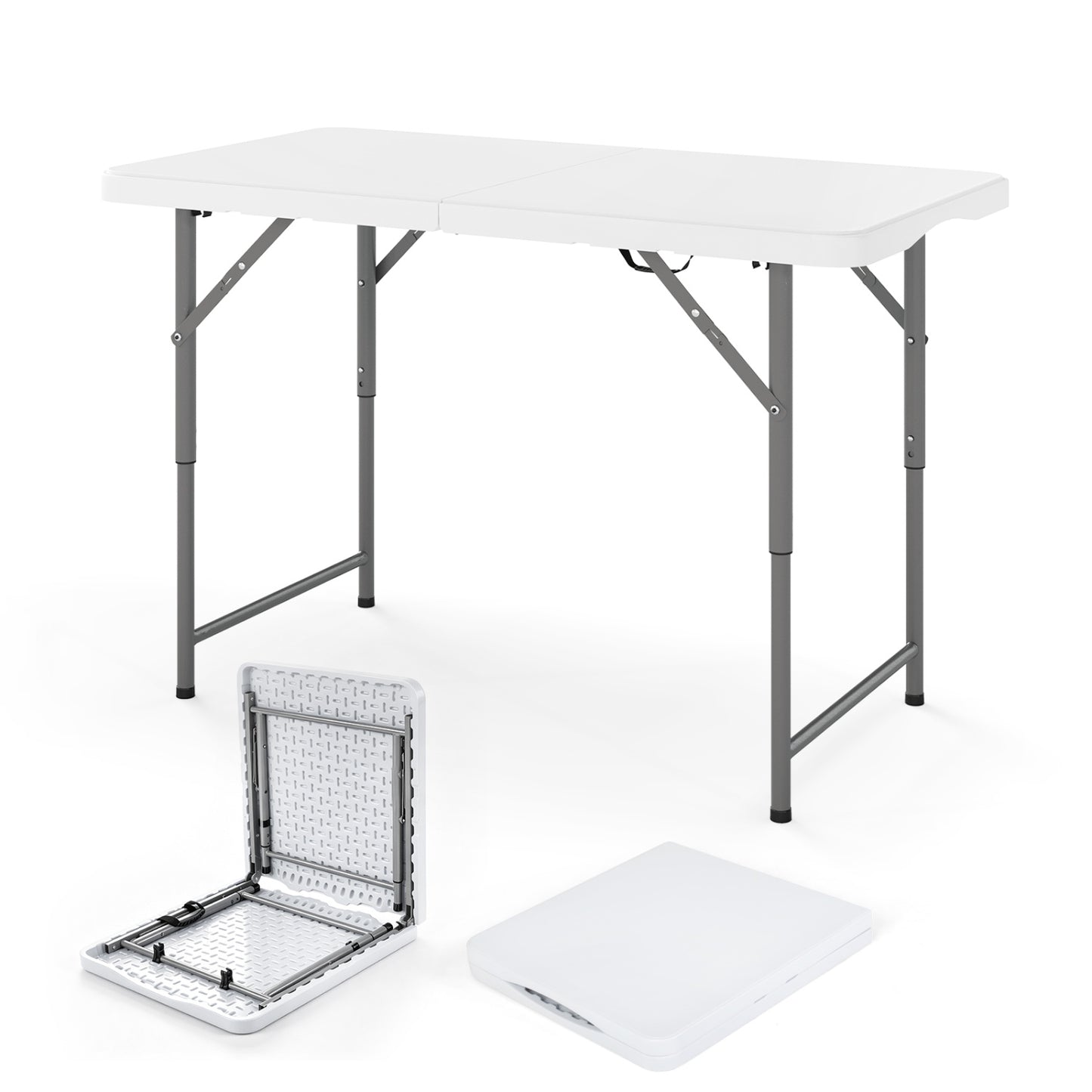 4 Feet Portable Camping Table, HDPE Tabletop, Metal Legs, White Camping Furniture at Gallery Canada