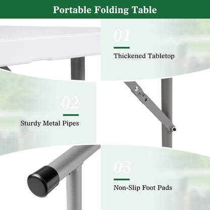 4 Feet Portable Camping Table, HDPE Tabletop, Metal Legs, White Camping Furniture at Gallery Canada
