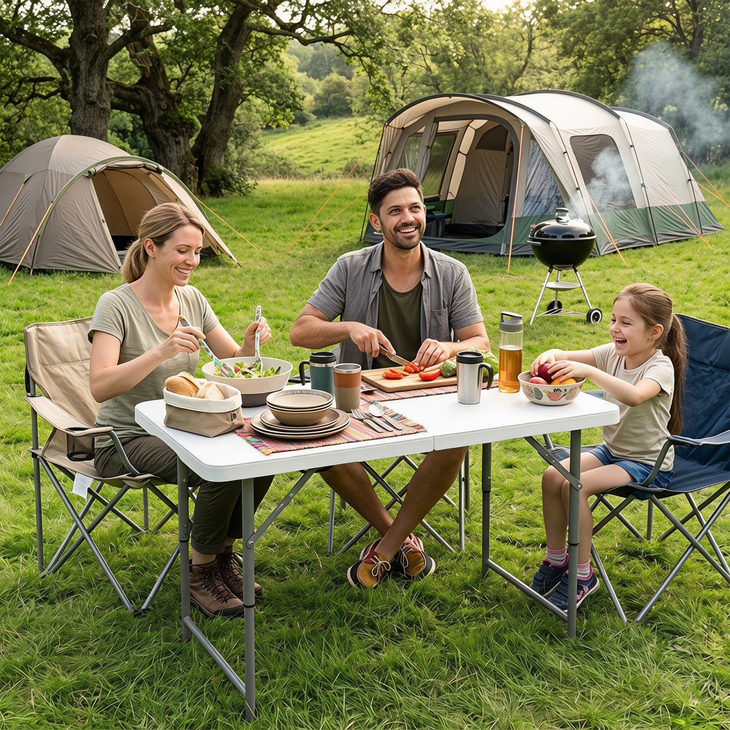 4 Feet Portable Camping Table, HDPE Tabletop, Metal Legs, White Camping Furniture at Gallery Canada