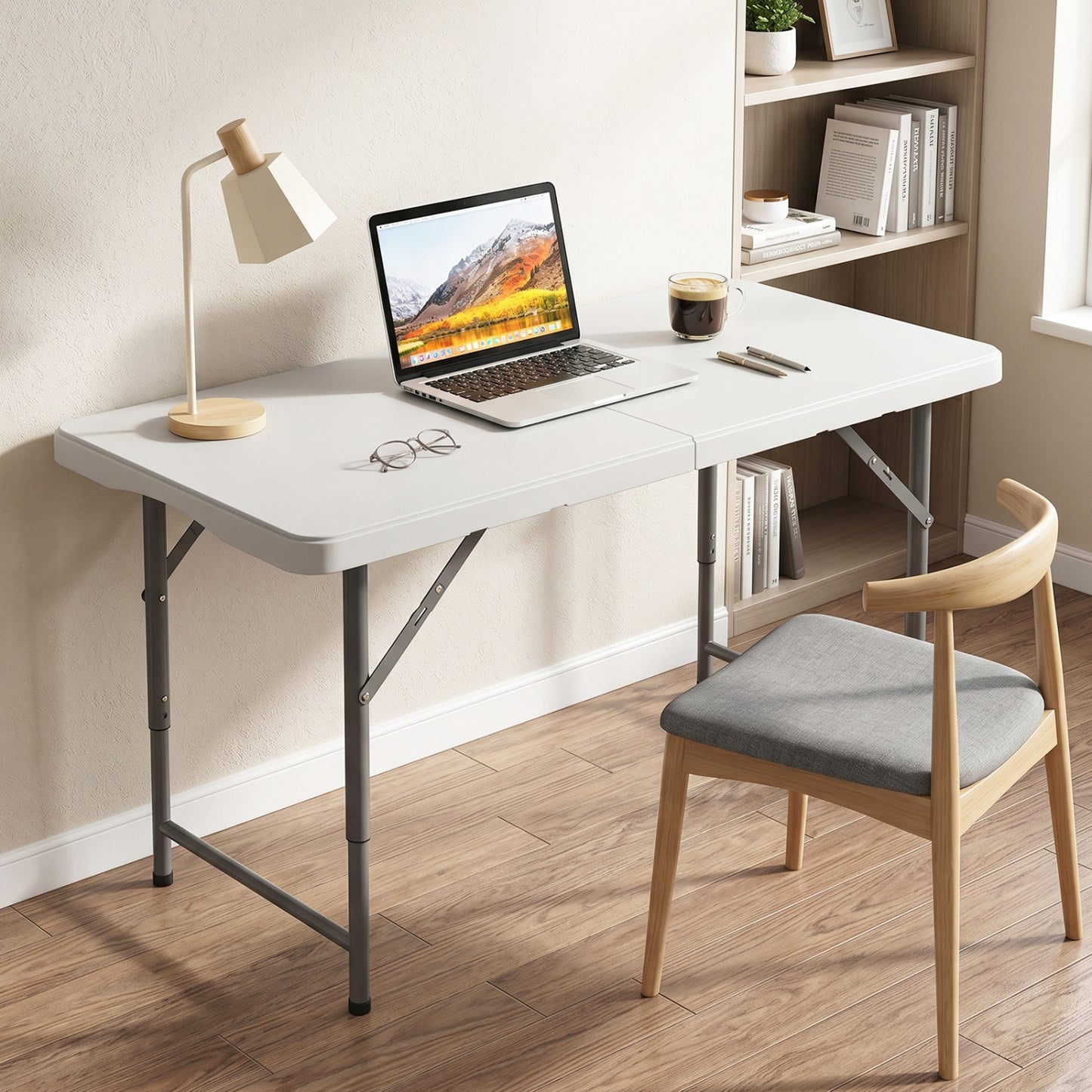 4 Feet Portable Camping Table, HDPE Tabletop, Metal Legs, White Camping Furniture at Gallery Canada