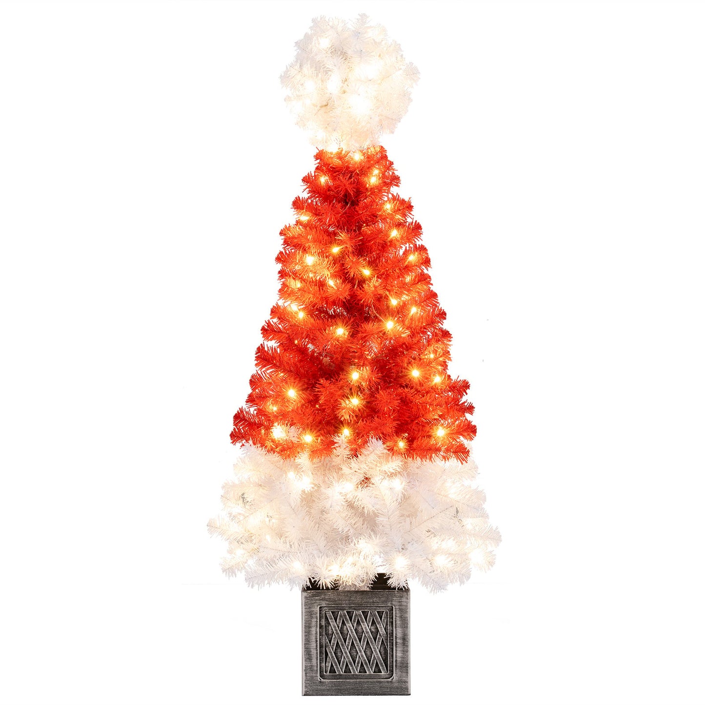 4 Ft Artificial Christmas Tree Santa Hat Xmas Tree with 300 Branch Tips Red, Red Christmas Tree Red at Gallery Canada