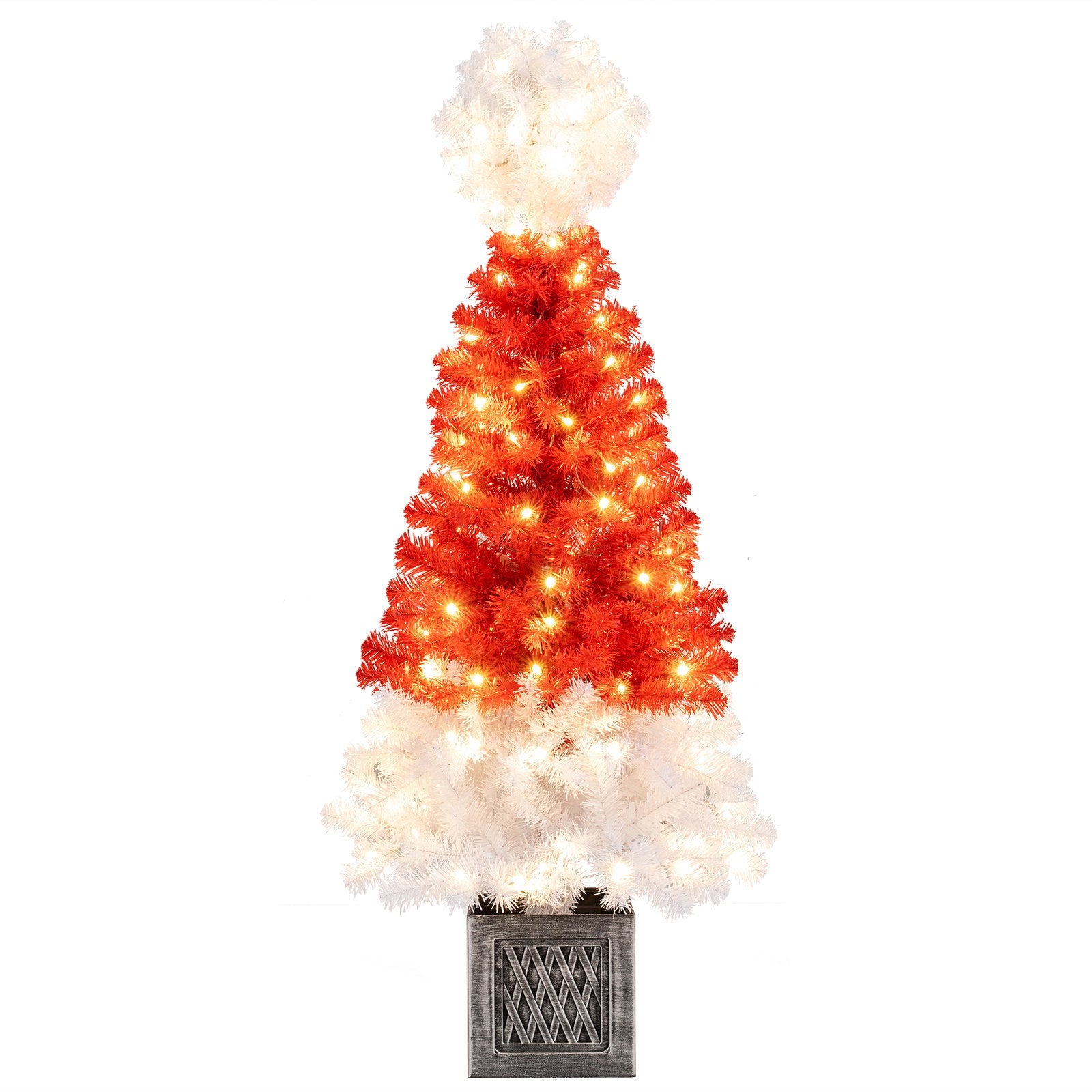 4 Ft Artificial Christmas Tree Santa Hat Xmas Tree with 300 Branch Tips Red, Red Christmas Tree Red at Gallery Canada