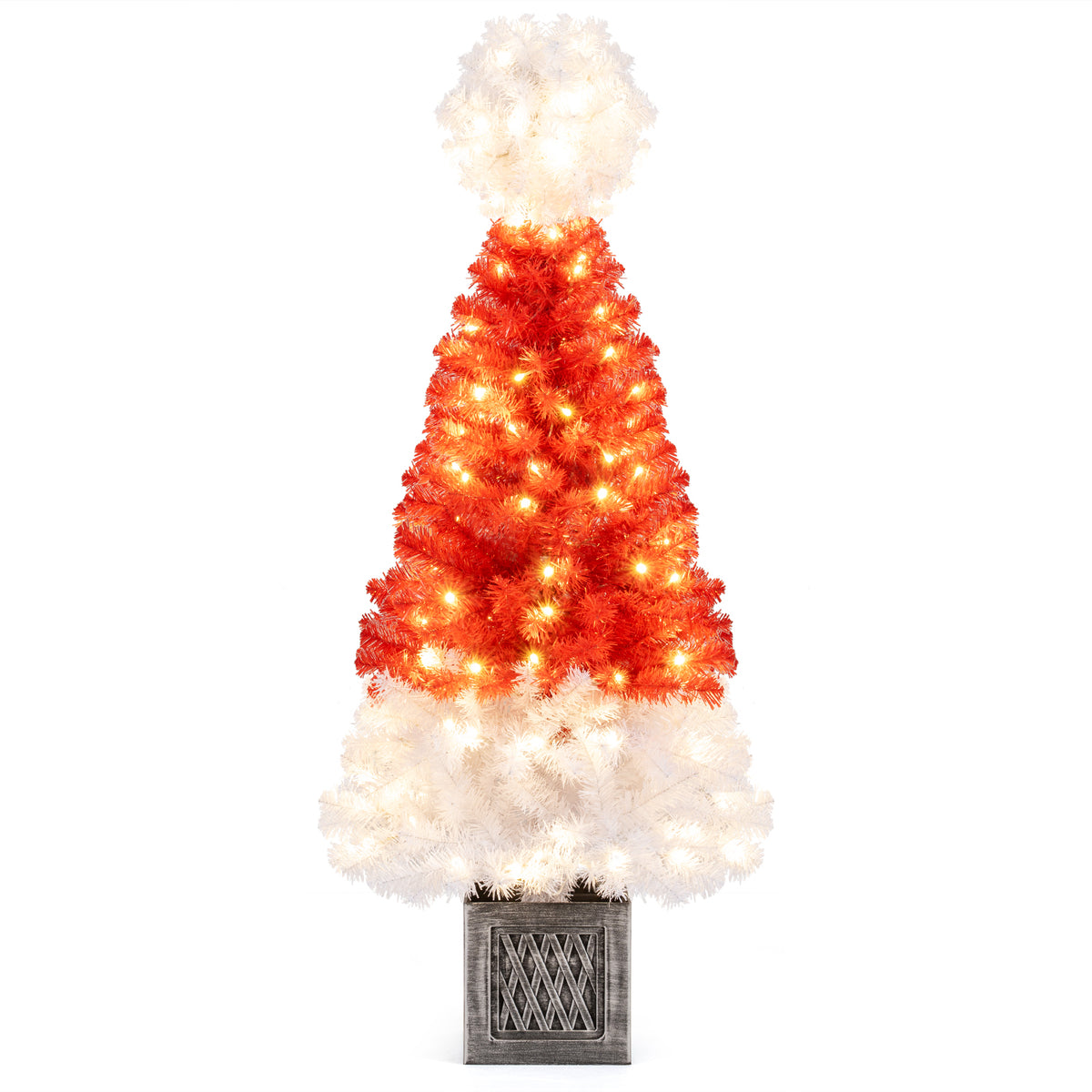 4 Ft Artificial Christmas Tree Santa Hat Xmas Tree with 300 Branch Tips Red, Red Christmas Tree Red at Gallery Canada