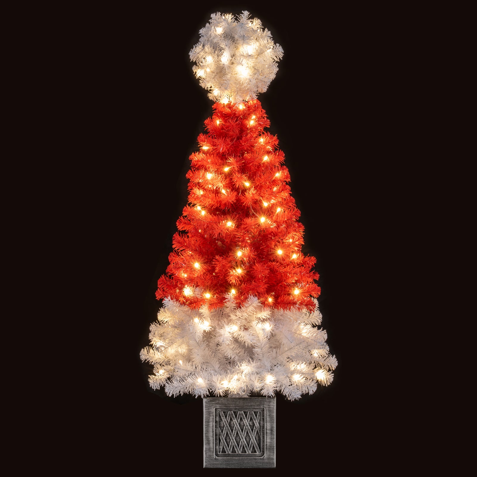 4 Ft Artificial Christmas Tree Santa Hat Xmas Tree with 300 Branch Tips Red, Red Christmas Tree at Gallery Canada