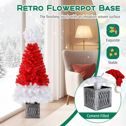 4 Ft Artificial Christmas Tree Santa Hat Xmas Tree with 300 Branch Tips Red, Red Christmas Tree at Gallery Canada