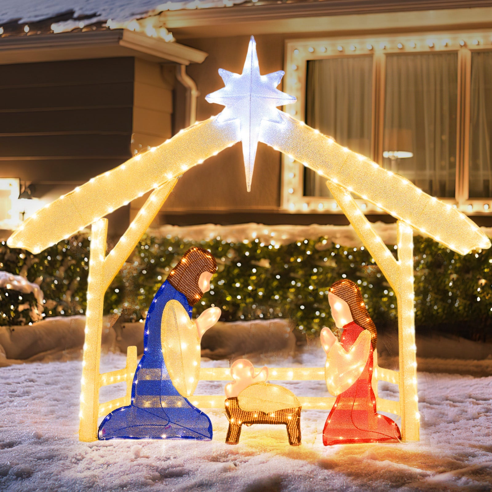 4 Ft Pre-Lit Nativity Scene, Christmas Holy Family Set Christmas at Gallery Canada