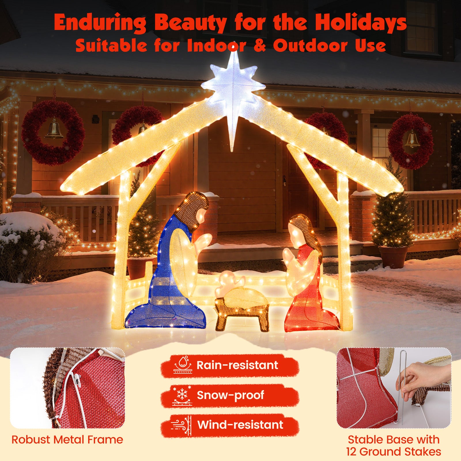 4 Ft Pre-Lit Nativity Scene, Christmas Holy Family Set Christmas at Gallery Canada