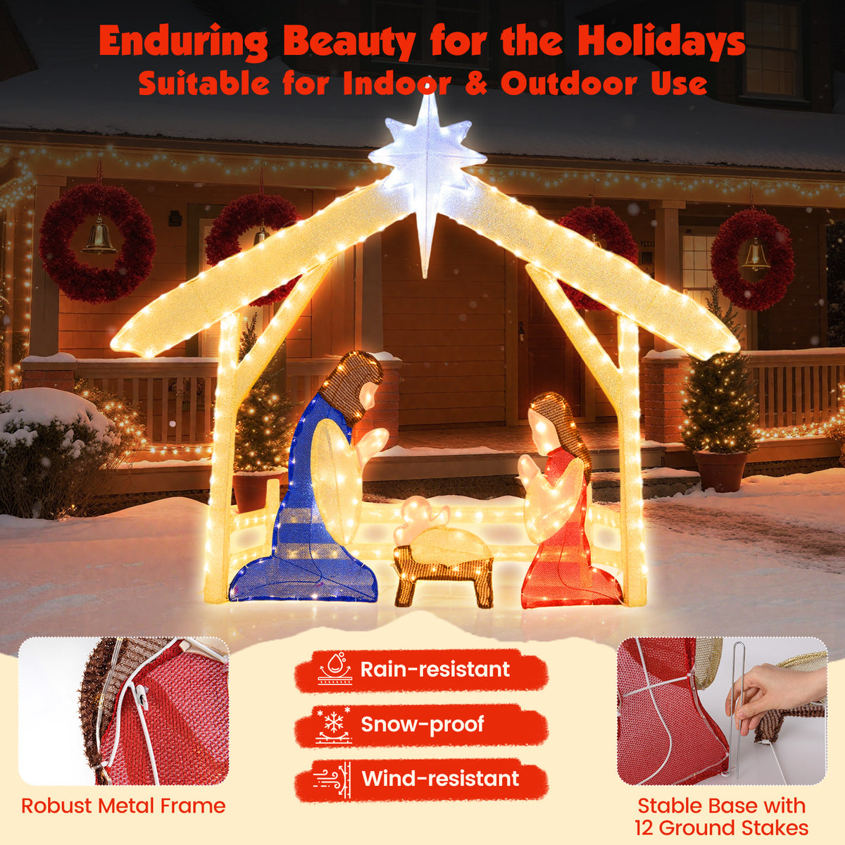 4 Ft Pre-Lit Nativity Scene, Christmas Holy Family Set Christmas at Gallery Canada