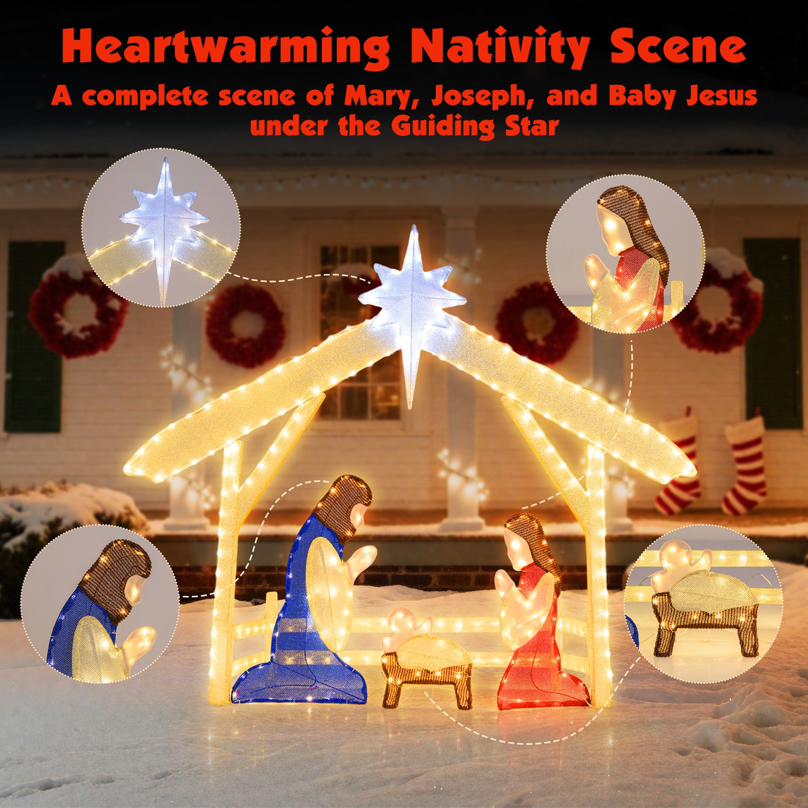 4 Ft Pre-Lit Nativity Scene, Christmas Holy Family Set Christmas at Gallery Canada