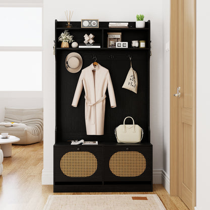 4-In-1 Hall Tree with Coat Rack and Flip Drawers for Entryway Mudroom, Black Coat Racks & Hall Trees at Gallery Canada