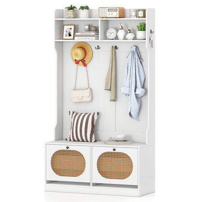 4-In-1 Hall Tree with Coat Rack and Flip Drawers for Entryway Mudroom, White Coat Racks & Hall Trees at Gallery Canada