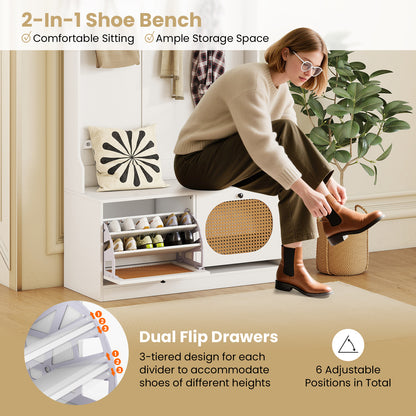 4-In-1 Hall Tree with Coat Rack and Flip Drawers for Entryway Mudroom, White Coat Racks & Hall Trees at Gallery Canada