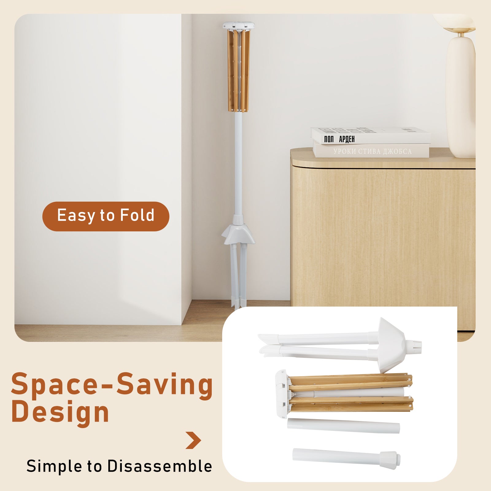 Foldable Clothes Drying Rack, 8 Bamboo Rods, 40 Hanger Slots Drying Racks at Gallery Canada