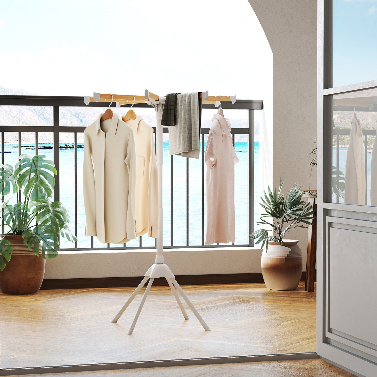 Foldable Clothes Drying Rack, 8 Bamboo Rods, 40 Hanger Slots Drying Racks at Gallery Canada