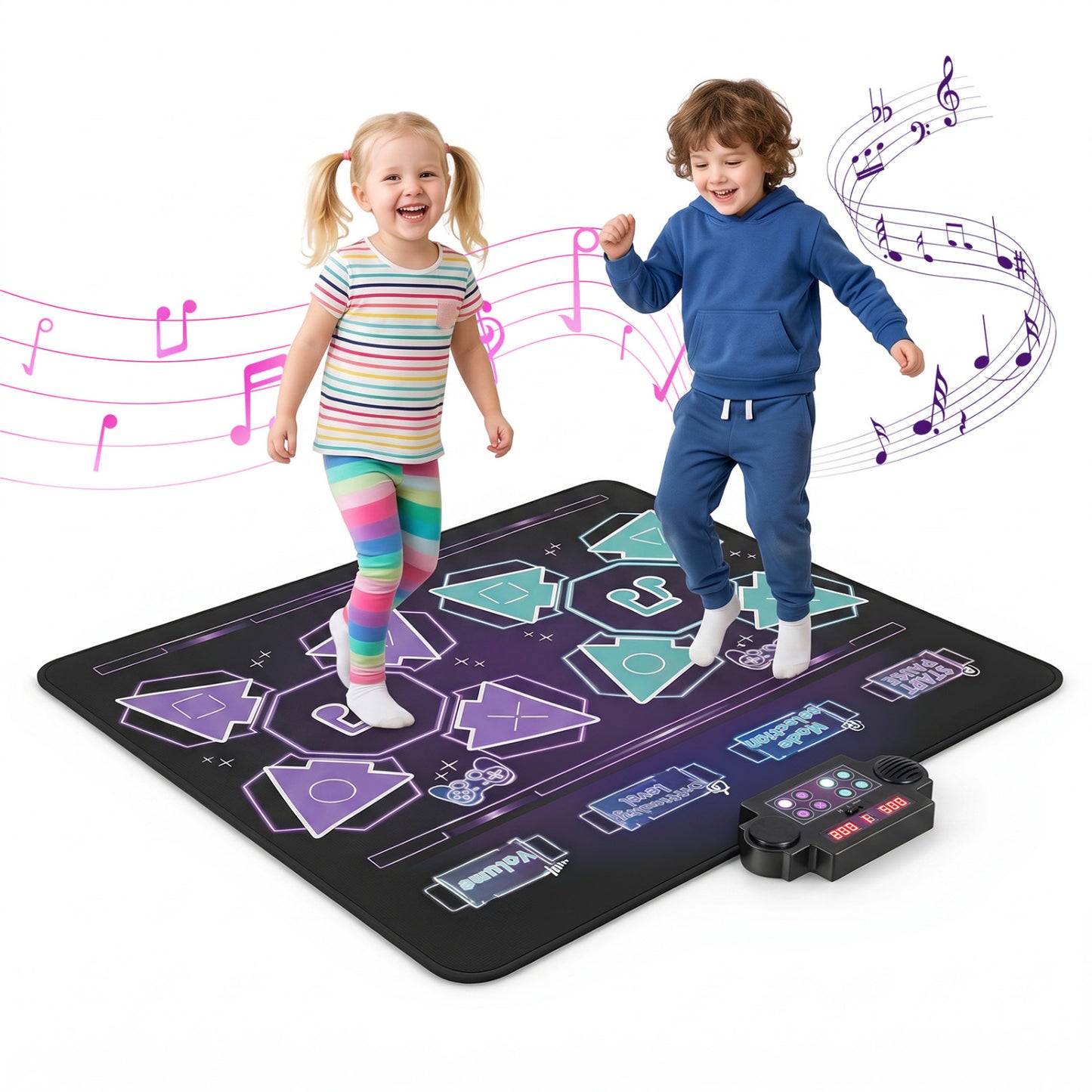 Tapis de danse électronique pour enfants, 4 modes, 8 niveaux, 8 chansons
