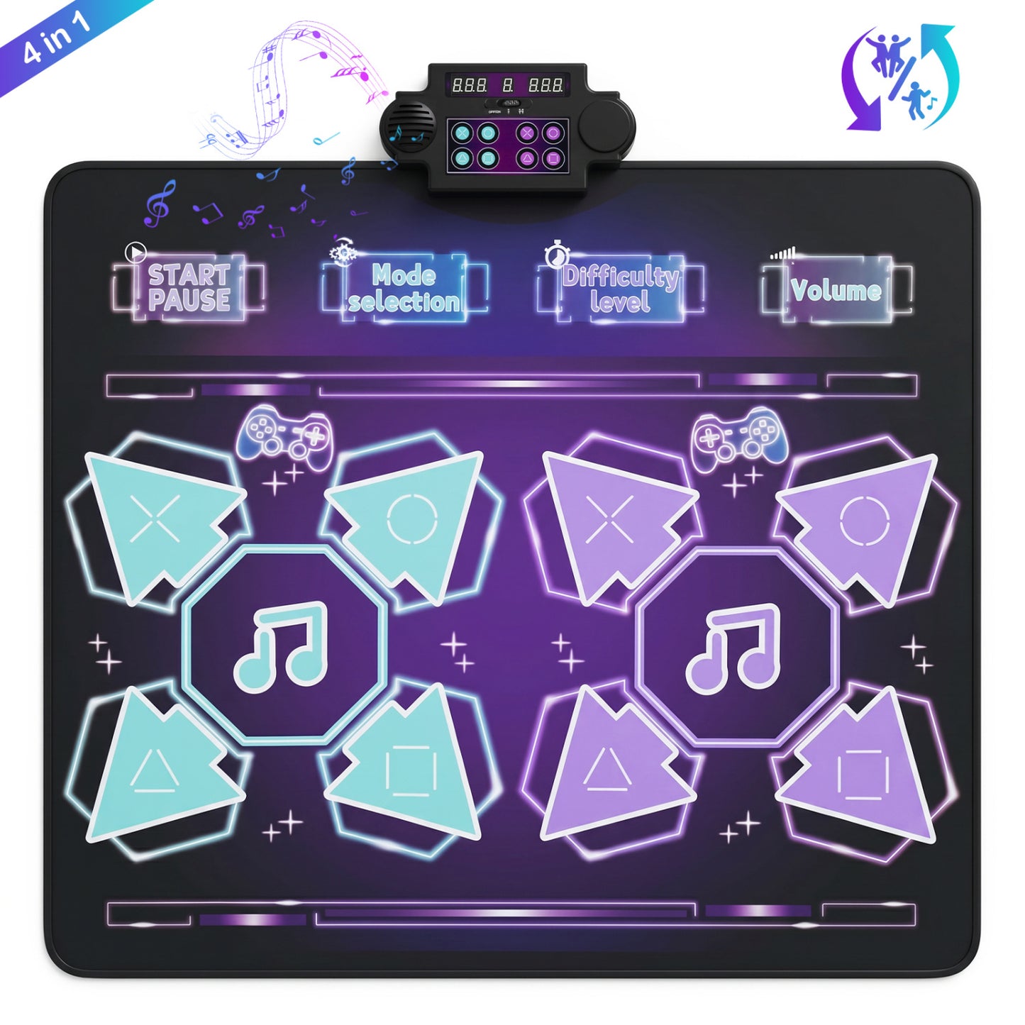Tapis de danse électronique pour enfants, 4 modes, 8 niveaux, 8 chansons
