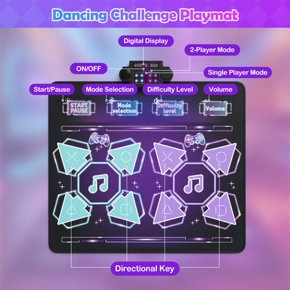 Tapis de danse électronique pour enfants, 4 modes, 8 niveaux, 8 chansons