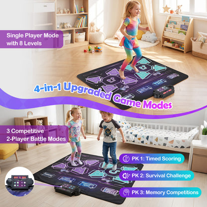 Tapis de danse électronique pour enfants, 4 modes, 8 niveaux, 8 chansons