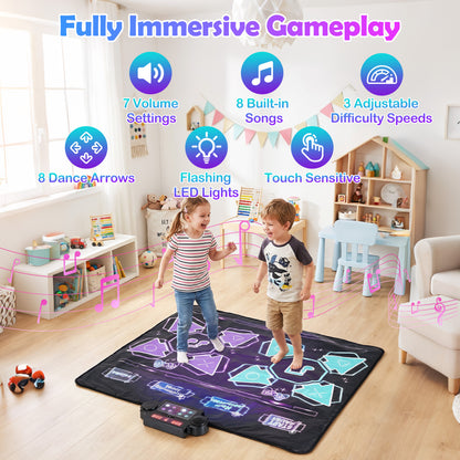 Tapis de danse électronique pour enfants, 4 modes, 8 niveaux, 8 chansons
