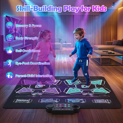 Tapis de danse électronique pour enfants, 4 modes, 8 niveaux, 8 chansons
