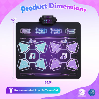 Tapis de danse électronique pour enfants, 4 modes, 8 niveaux, 8 chansons