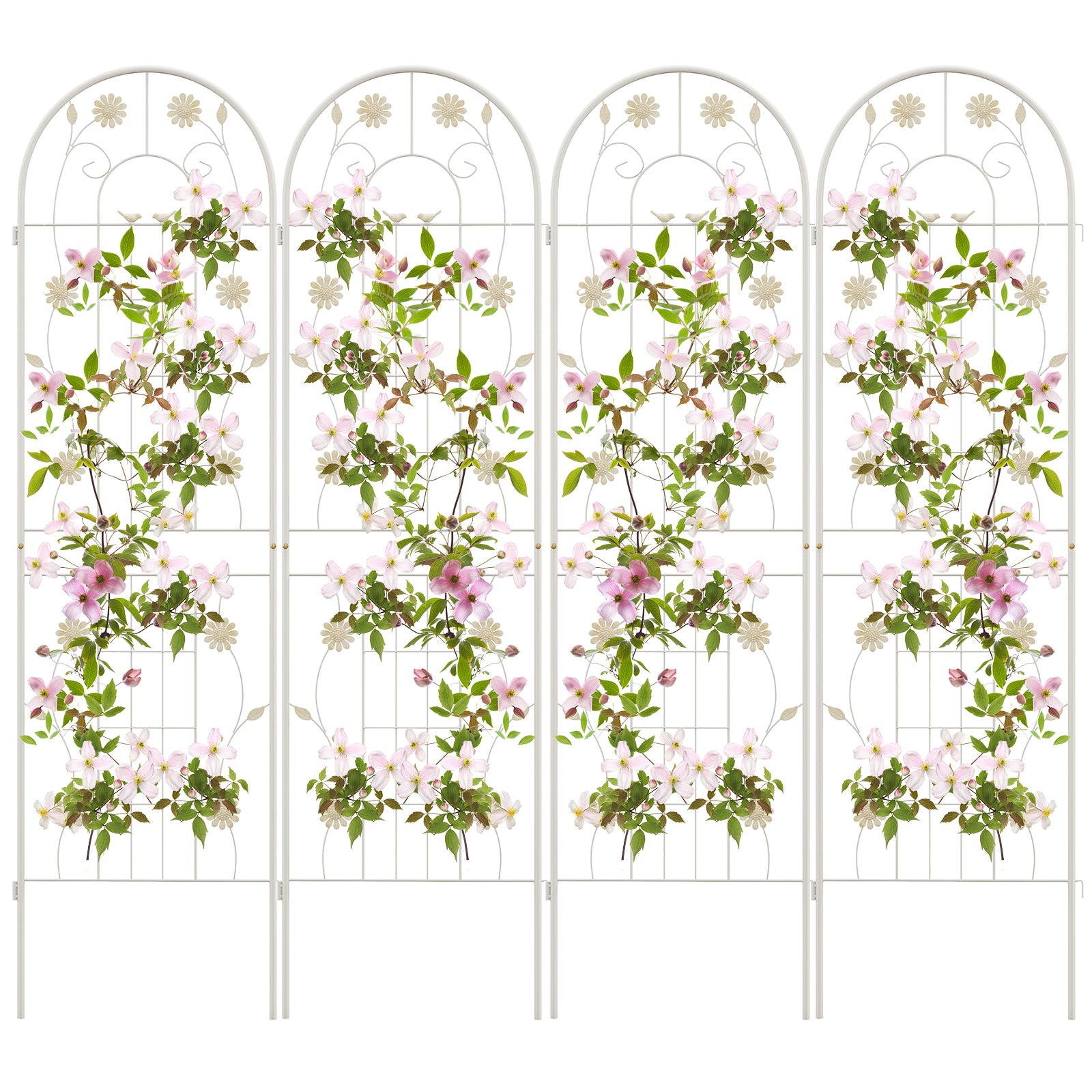 4 Pack 71 x 20 Inches Metal Garden Trellis, White Decorative Fencing & Flooring at Gallery Canada