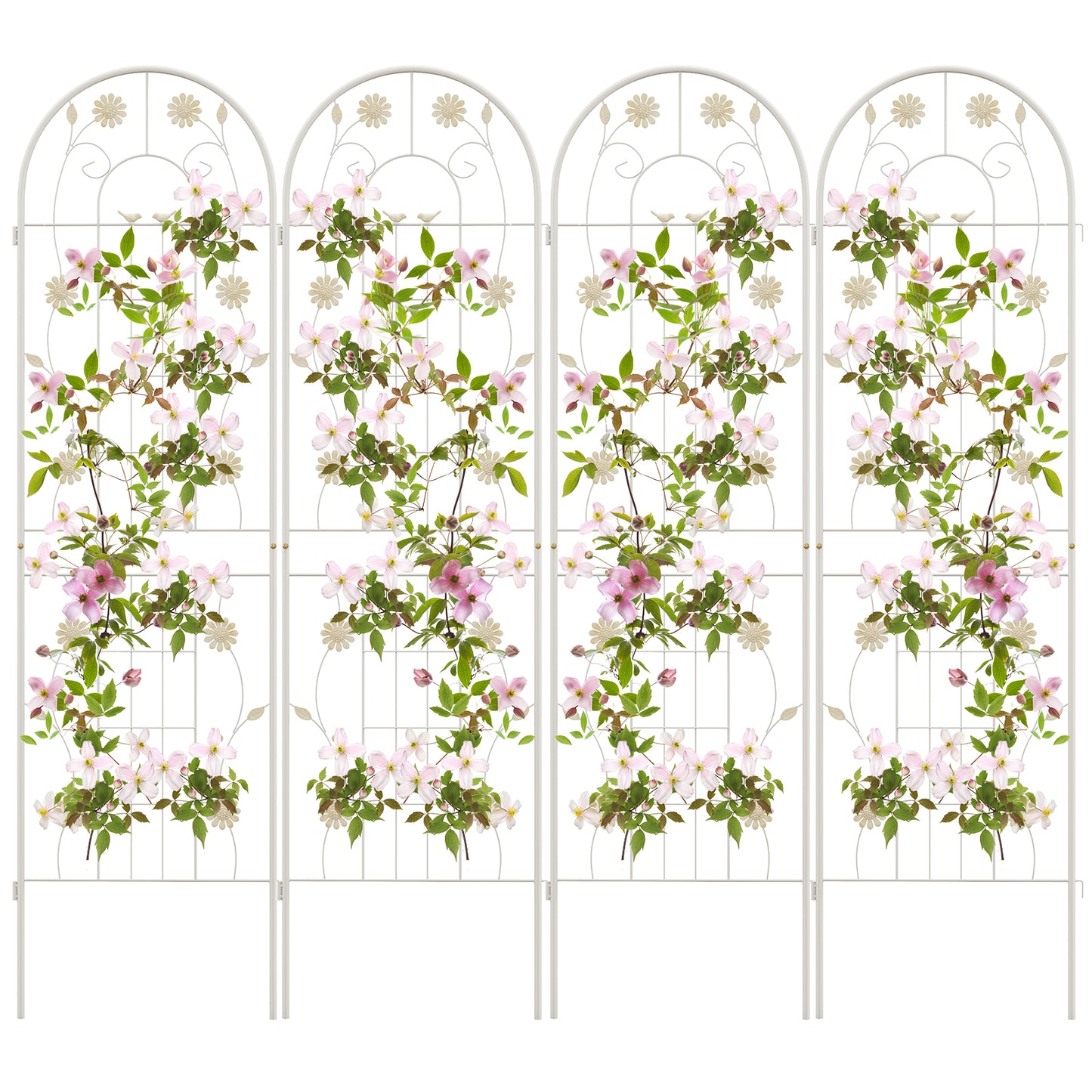 4 Pack 71 x 20 Inches Metal Garden Trellis, White Decorative Fencing & Flooring at Gallery Canada
