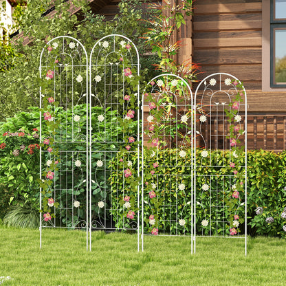 4 Pack 71 x 20 Inches Metal Garden Trellis, White Decorative Fencing & Flooring at Gallery Canada