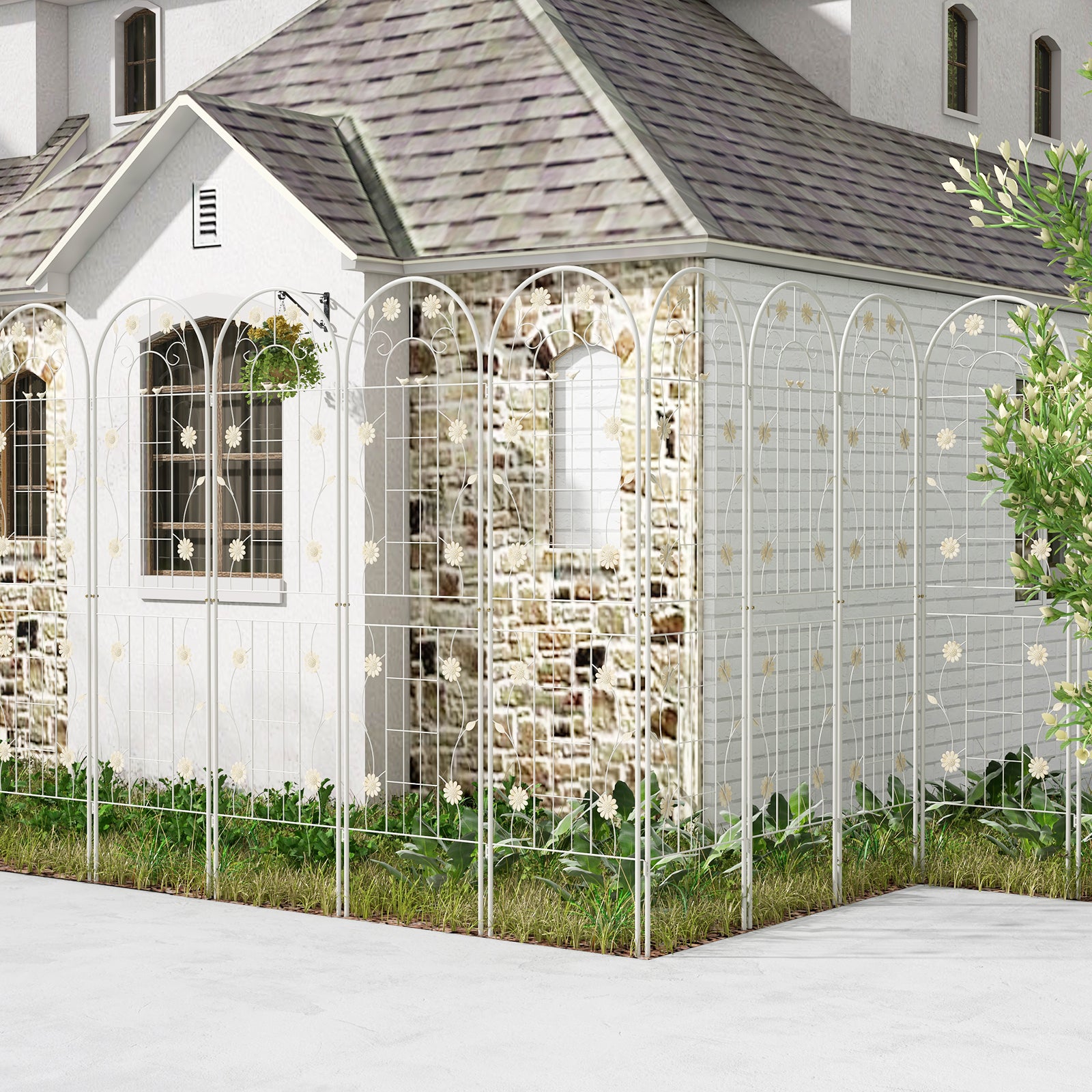 4 Pack 71 x 20 Inches Metal Garden Trellis, White Decorative Fencing & Flooring at Gallery Canada