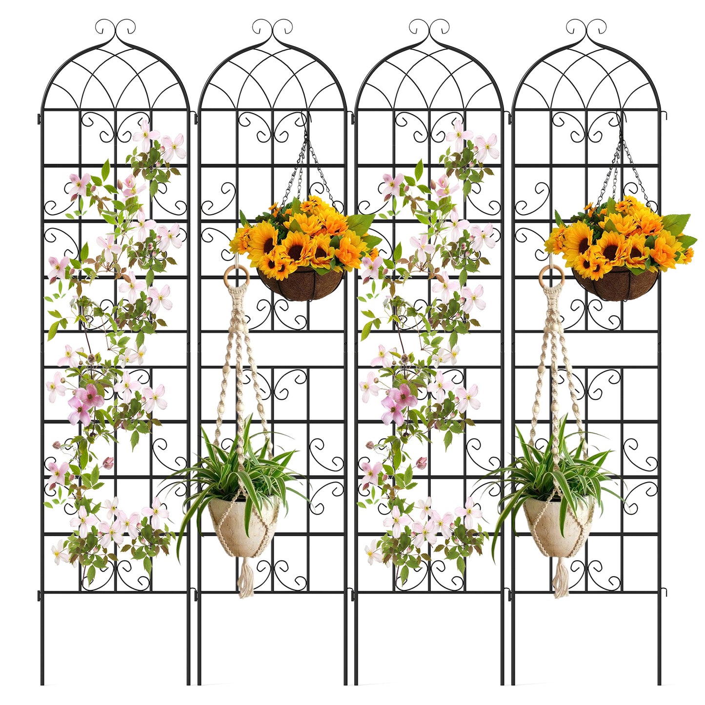 4 Pack 86" x 20" Metal Garden Trellis For Climbing Plants Plant Supports at Gallery Canada