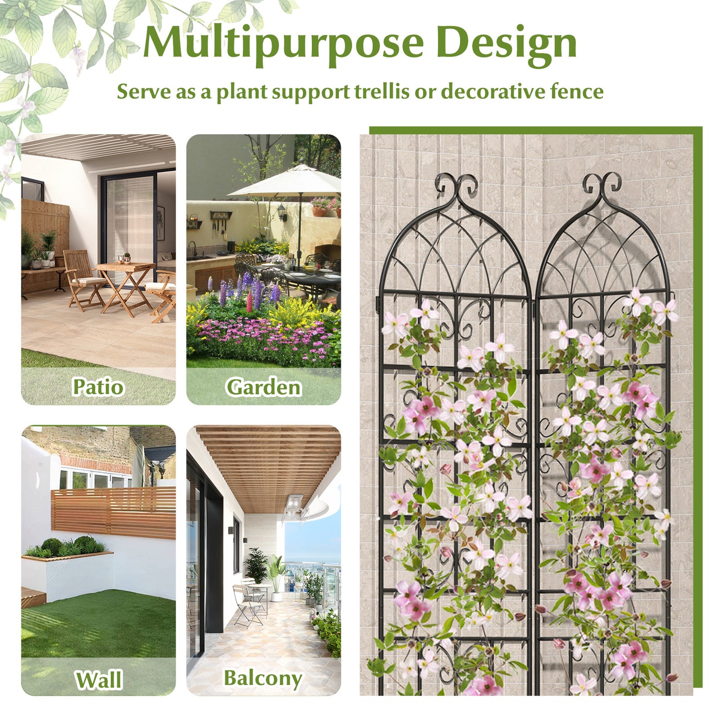 4 Pack 86" x 20" Metal Garden Trellis For Climbing Plants Plant Supports at Gallery Canada