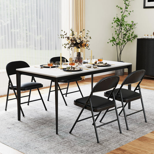 Folding Chairs, Metal Frame, PVC Leather, 4 Pack, Black Conference Chairs Black at Gallery Canada
