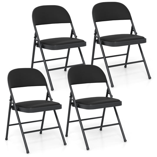 Folding Chairs, Metal Frame, PVC Leather, 4 Pack, Black Conference Chairs Black at Gallery Canada