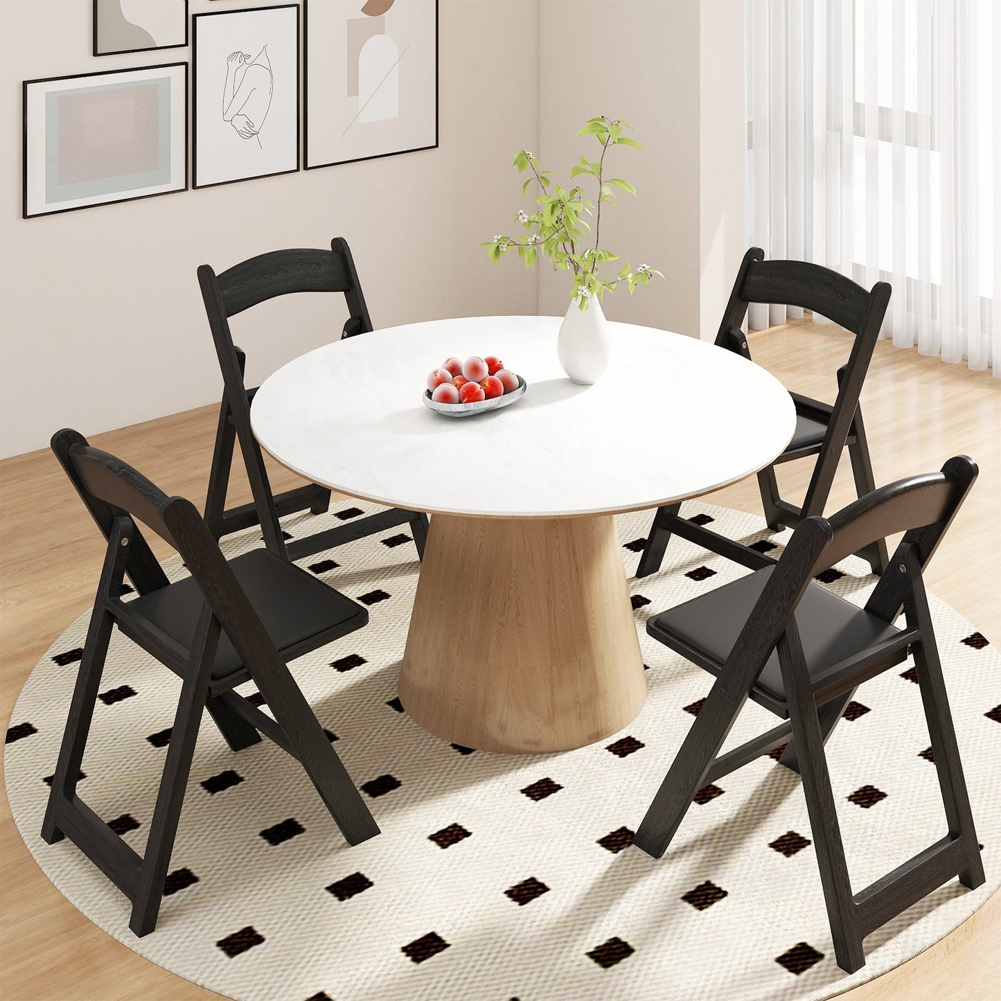 4 Pack Resin Folding Chairs with Padded Seat, Black Dining Chairs at Gallery Canada